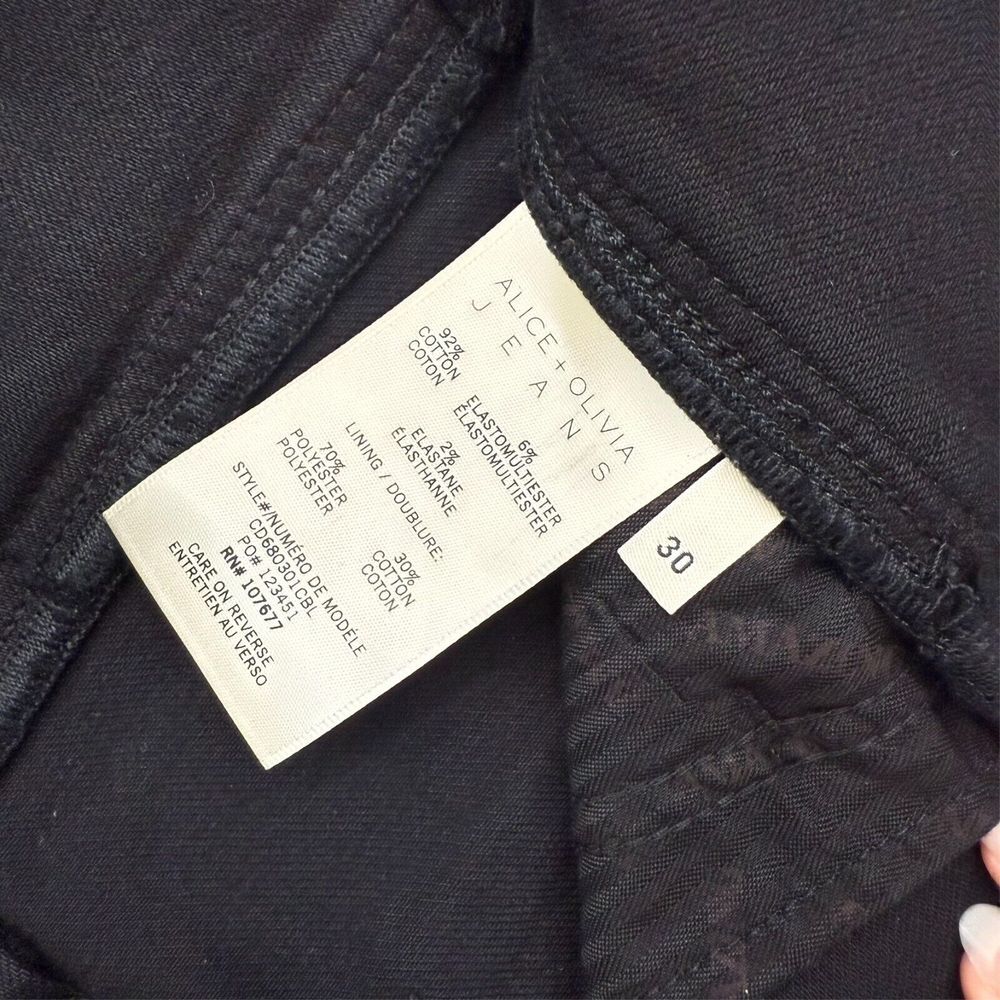Alice & Olivia Black Denim Paperbag High Rise Mini Skirt‎ Belted Womens size 30 - Picture 9 of 12